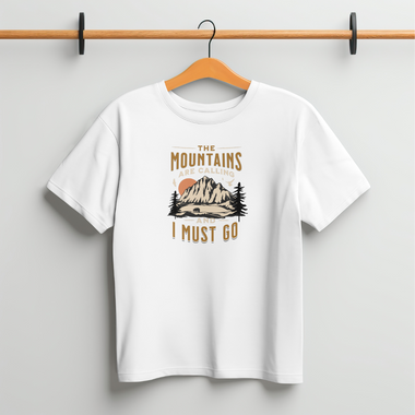 Printed white T shirt - Mountains are calling
