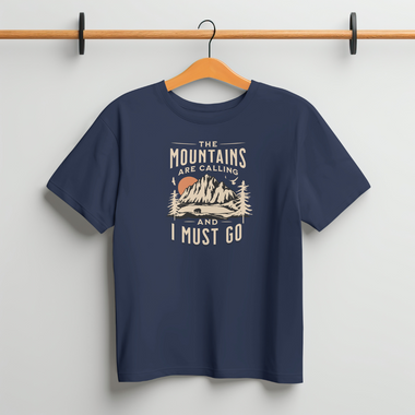 Printed Navy Blue T shirt - Mountains are calling