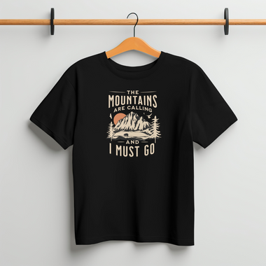Printed Black T shirt - Mountains are calling
