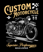 Printed Black T-shirt - Custom Motorcycles