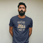 Printed Navy Blue T shirt - Mountains are calling